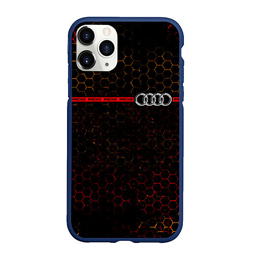 Чехол iPhone 11 Pro матовый Ауди - Pro Racing Полоса / 3D-Тёмно-синий – фото 1