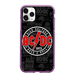 Чехол iPhone 11 Pro матовый AC DC HIGH VOLTAGE, цвет: 3D-фиолетовый