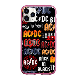 Чехол iPhone 11 Pro матовый AC DC LOGOBOMBING, цвет: 3D-малиновый