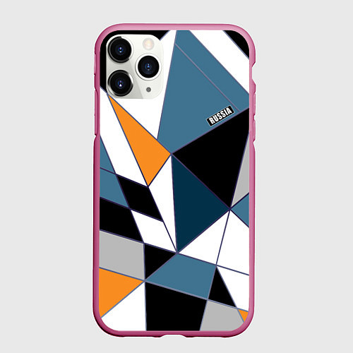 Чехол iPhone 11 Pro матовый Геометрический узор / 3D-Малиновый – фото 1
