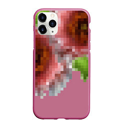 Чехол iPhone 11 Pro матовый Пиксельный узор Маки, цвет: 3D-малиновый