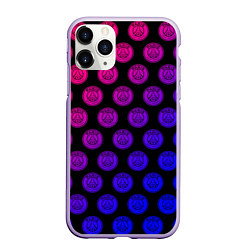 Чехол iPhone 11 Pro матовый ПСЖ Неон, цвет: 3D-светло-сиреневый