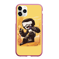 Чехол iPhone 11 Pro матовый Танкист Tankman, цвет: 3D-малиновый