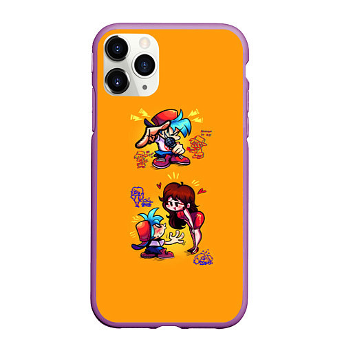 Чехол iPhone 11 Pro матовый Boyfriend and Girlfriend FNF / 3D-Фиолетовый – фото 1