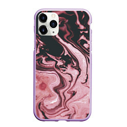 Чехол iPhone 11 Pro матовый Розовые Разводы С черными