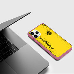 Чехол iPhone 11 Pro матовый CYBERPUNK 2077 КИБЕРПАНК 2077, цвет: 3D-малиновый — фото 2