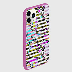 Чехол iPhone 11 Pro матовый Полосатый абстрактный узор, цвет: 3D-фиолетовый — фото 2