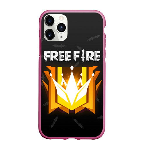 Чехол iPhone 11 Pro матовый Free Fire Фри фаер / 3D-Малиновый – фото 1