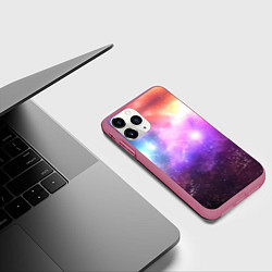 Чехол iPhone 11 Pro матовый Космос, сияние и звезды, цвет: 3D-малиновый — фото 2