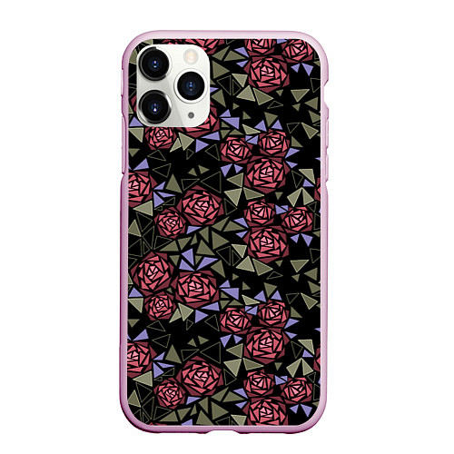 Чехол iPhone 11 Pro матовый Цветочная мозаика / 3D-Розовый – фото 1