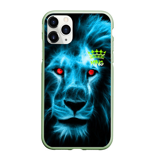 Чехол iPhone 11 Pro матовый ЛЕВ ЦАРЬ ЗВЕРЕЙ / 3D-Салатовый – фото 1