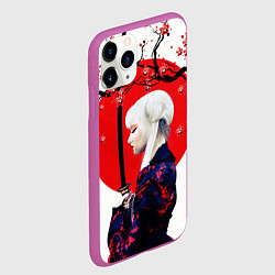 Чехол iPhone 11 Pro матовый НАД ВЕТВЯМИ САКУРЫ, цвет: 3D-фиолетовый — фото 2