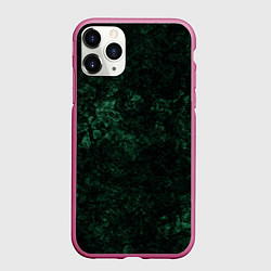 Чехол iPhone 11 Pro матовый Темно-зеленый мраморный узор, цвет: 3D-малиновый