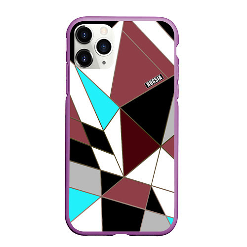 Чехол iPhone 11 Pro матовый Геометрический узор / 3D-Фиолетовый – фото 1
