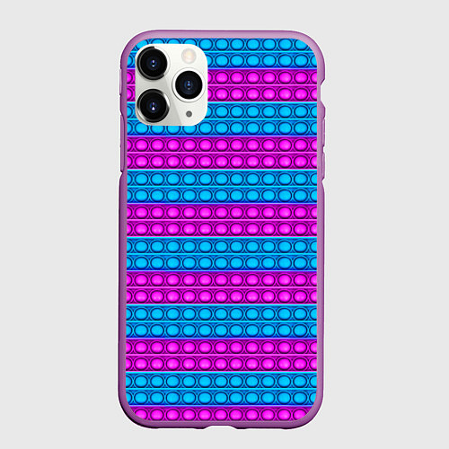 Чехол iPhone 11 Pro матовый АНТИСТРЕСС POP it ПОП-ИТ / 3D-Фиолетовый – фото 1