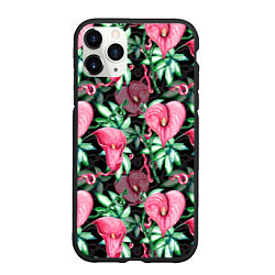Чехол iPhone 11 Pro матовый Цветы в райском саду, цвет: 3D-черный