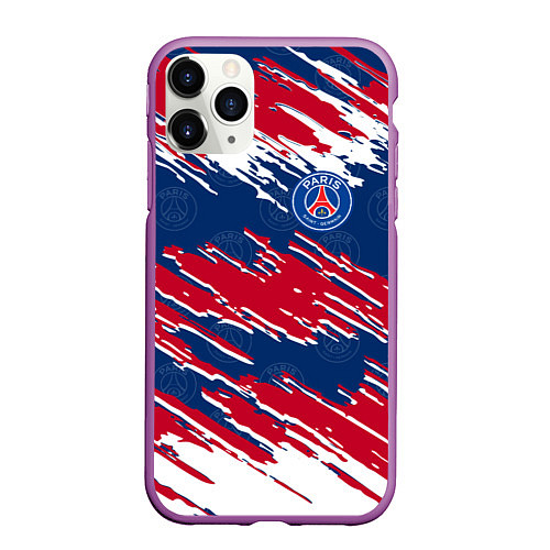 Чехол iPhone 11 Pro матовый ФК ПСЖ PARIS SAINT GERMAIN / 3D-Фиолетовый – фото 1