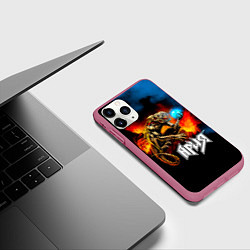 Чехол iPhone 11 Pro матовый Ария - Химера, цвет: 3D-малиновый — фото 2