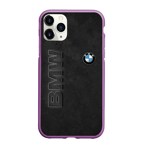 Чехол iPhone 11 Pro матовый BMW LOGO AND INSCRIPTION / 3D-Фиолетовый – фото 1