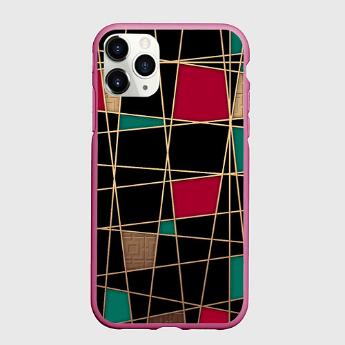 Чехол iPhone 11 Pro матовый Модный абстрактный узор / 3D-Малиновый – фото 1