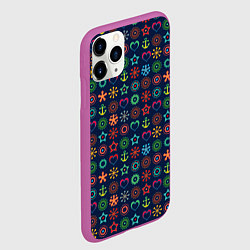 Чехол iPhone 11 Pro матовый Морской разноцветный узор, цвет: 3D-фиолетовый — фото 2