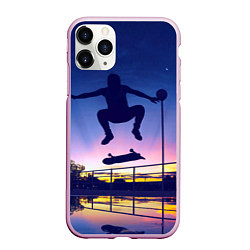 Чехол iPhone 11 Pro матовый Skateboarding, цвет: 3D-розовый