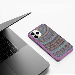 Чехол iPhone 11 Pro матовый Этнический арабский узор, цвет: 3D-фиолетовый — фото 2