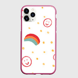 Чехол iPhone 11 Pro матовый Детский рисунок, цвет: 3D-малиновый