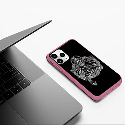 Чехол iPhone 11 Pro матовый Скелет Лемми, цвет: 3D-малиновый — фото 2
