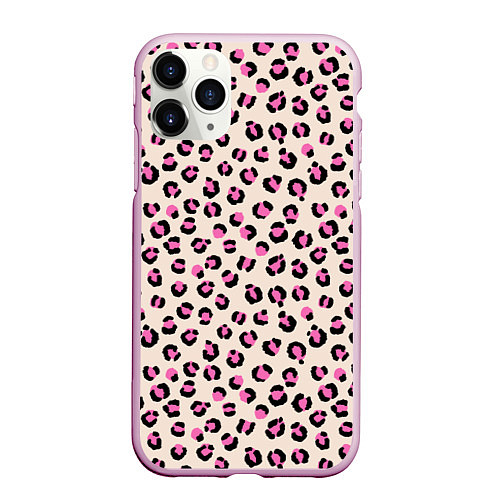 Чехол iPhone 11 Pro матовый Леопардовый принт розовый / 3D-Розовый – фото 1