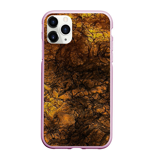 Чехол iPhone 11 Pro матовый Желто-черная текстура камня / 3D-Розовый – фото 1