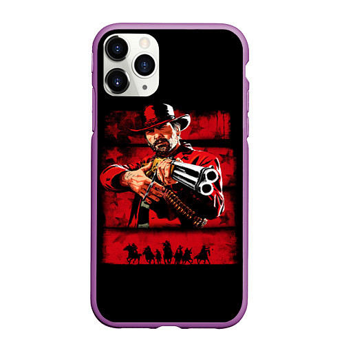 Чехол iPhone 11 Pro матовый Red Dead Redemption 2 / 3D-Фиолетовый – фото 1