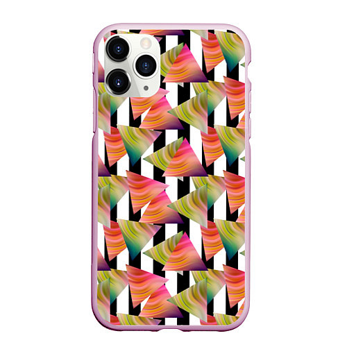 Чехол iPhone 11 Pro матовый Абстрактный полосатый узор / 3D-Розовый – фото 1