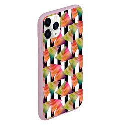 Чехол iPhone 11 Pro матовый Абстрактный полосатый узор, цвет: 3D-розовый — фото 2