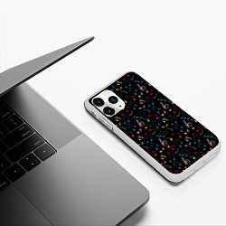 Чехол iPhone 11 Pro матовый Ноты паттерн, цвет: 3D-белый — фото 2