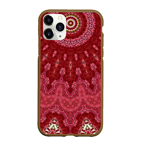 Чехол iPhone 11 Pro матовый Красно-розовый калейдоскоп / 3D-Коричневый – фото 1