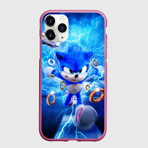 Чехол iPhone 11 Pro матовый SONIC СИНИЙ ЁЖ Z / 3D-Малиновый – фото 1