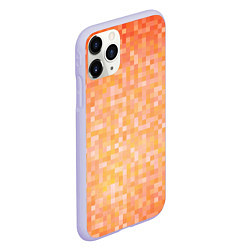 Чехол iPhone 11 Pro матовый Оранжевая пиксель абстракция, цвет: 3D-светло-сиреневый — фото 2