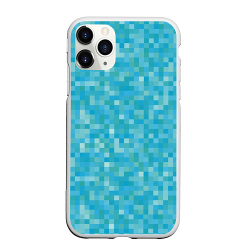 Чехол iPhone 11 Pro матовый Бирюзовая пиксель абстракция / 3D-Белый – фото 1