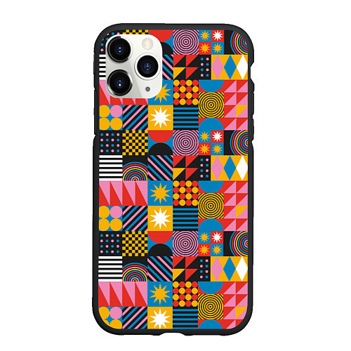 Чехол iPhone 11 Pro матовый Печворк Мозаика Настроение / 3D-Черный – фото 1