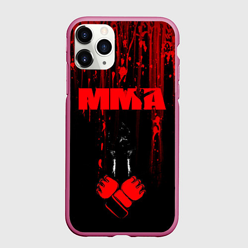 Чехол iPhone 11 Pro матовый ММА В КРОВИ / 3D-Малиновый – фото 1