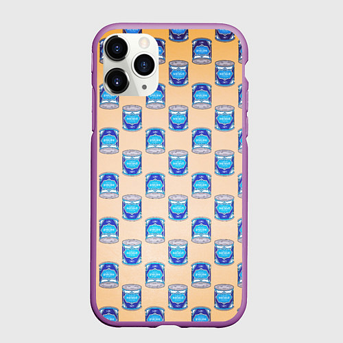 Чехол iPhone 11 Pro матовый Сгущенка паттерн / 3D-Фиолетовый – фото 1