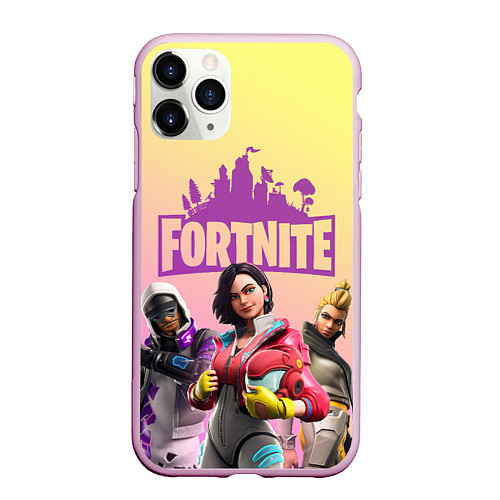 Чехол iPhone 11 Pro матовый Fortnite Squad / 3D-Розовый – фото 1