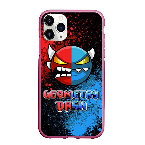 Чехол iPhone 11 Pro матовый Geometry Dash Red Blue / 3D-Малиновый – фото 1