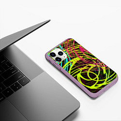 Чехол iPhone 11 Pro матовый Разноцветные спирали, цвет: 3D-сиреневый — фото 2