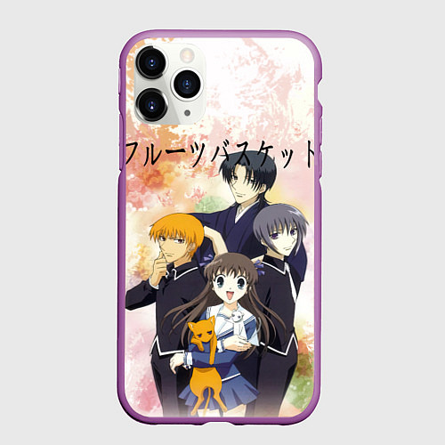 Чехол iPhone 11 Pro матовый Корзинка фруктов персонажи / 3D-Фиолетовый – фото 1