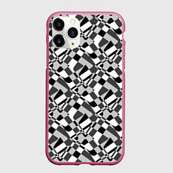 Чехол iPhone 11 Pro матовый Черно-белый абстрактный узор, цвет: 3D-малиновый