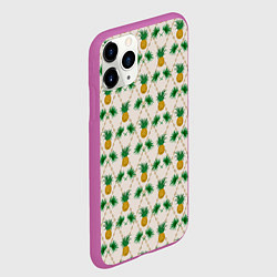 Чехол iPhone 11 Pro матовый Узор ретро Ананасы, цвет: 3D-фиолетовый — фото 2