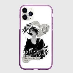 Чехол iPhone 11 Pro матовый Free love, цвет: 3D-фиолетовый