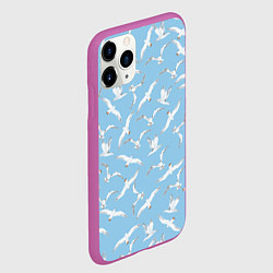 Чехол iPhone 11 Pro матовый Чайки в небе паттерн, цвет: 3D-фиолетовый — фото 2